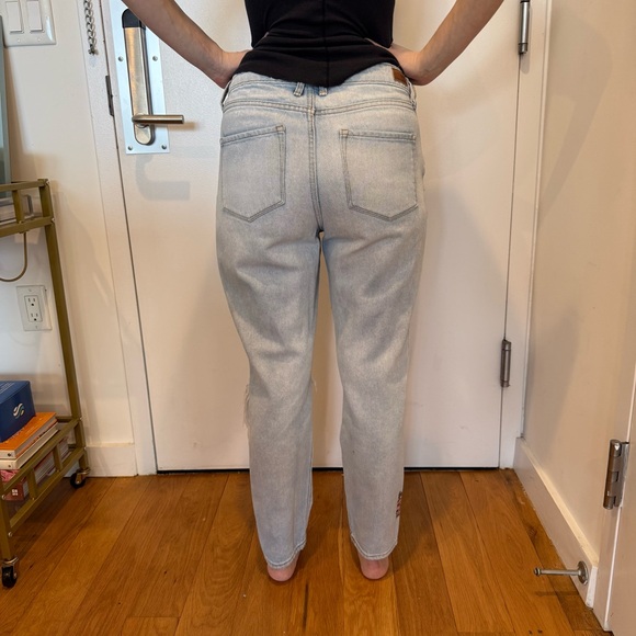 Vintage RSQ Light Blue Distressed Butterfly Boyfriend Jeans - Picture 4 of 7